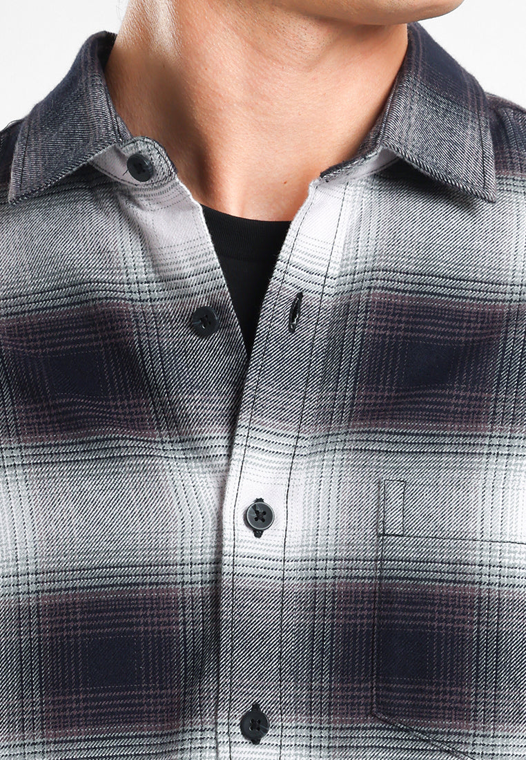 MANZONE - Kemeja Lengan Panjang Pria Cassius 01 Comfort Fit - Dark Grey