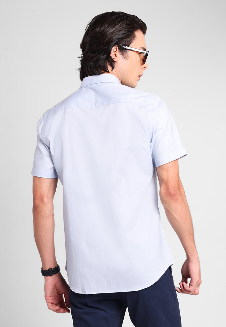 MANZONE - Kemeja Lengan Pendek Pria Oxford Magnus 03 Slim Fit - Light Blue
