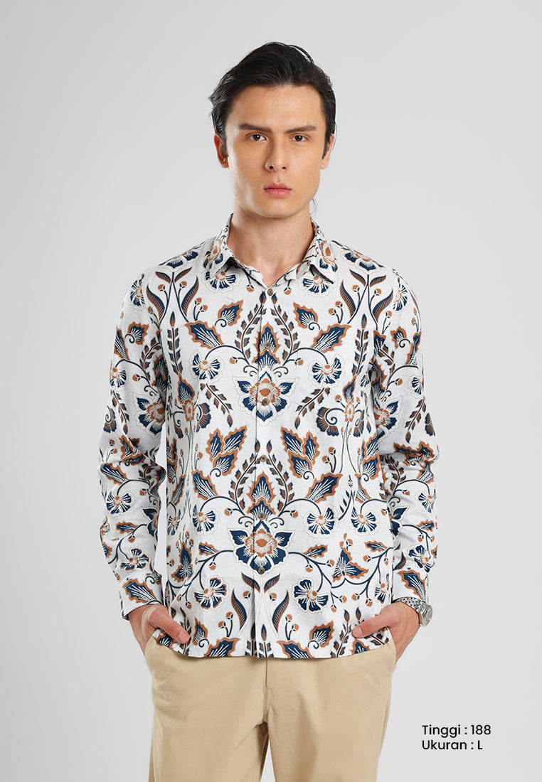 MANZONE - Kemeja Batik Lengan Panjang Manzone Kundala 03 - Beige