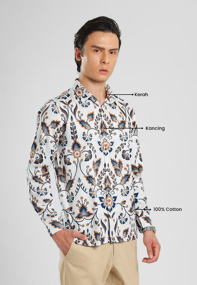 MANZONE - Kemeja Batik Lengan Panjang Manzone Kundala 03 - Beige