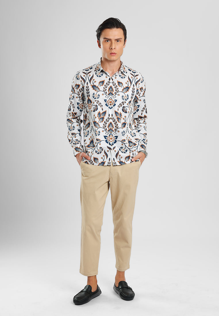 MANZONE - Kemeja Batik Lengan Panjang Manzone Kundala 03 - Beige