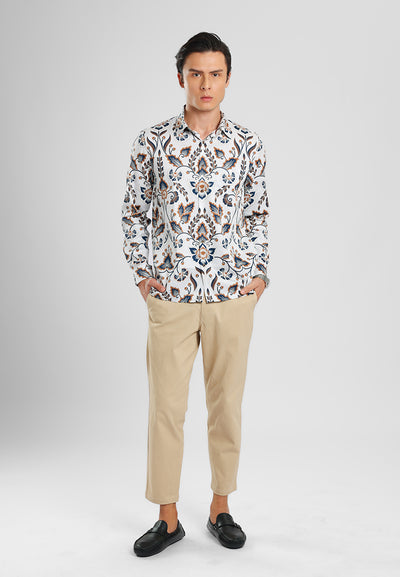 MANZONE - Kemeja Batik Lengan Panjang Manzone Kundala 03 - Beige