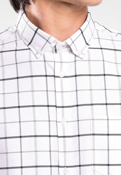 MANZONE - Kemeja Oxford Lengan Pendek Pria Artify 03 Modern Fit - White