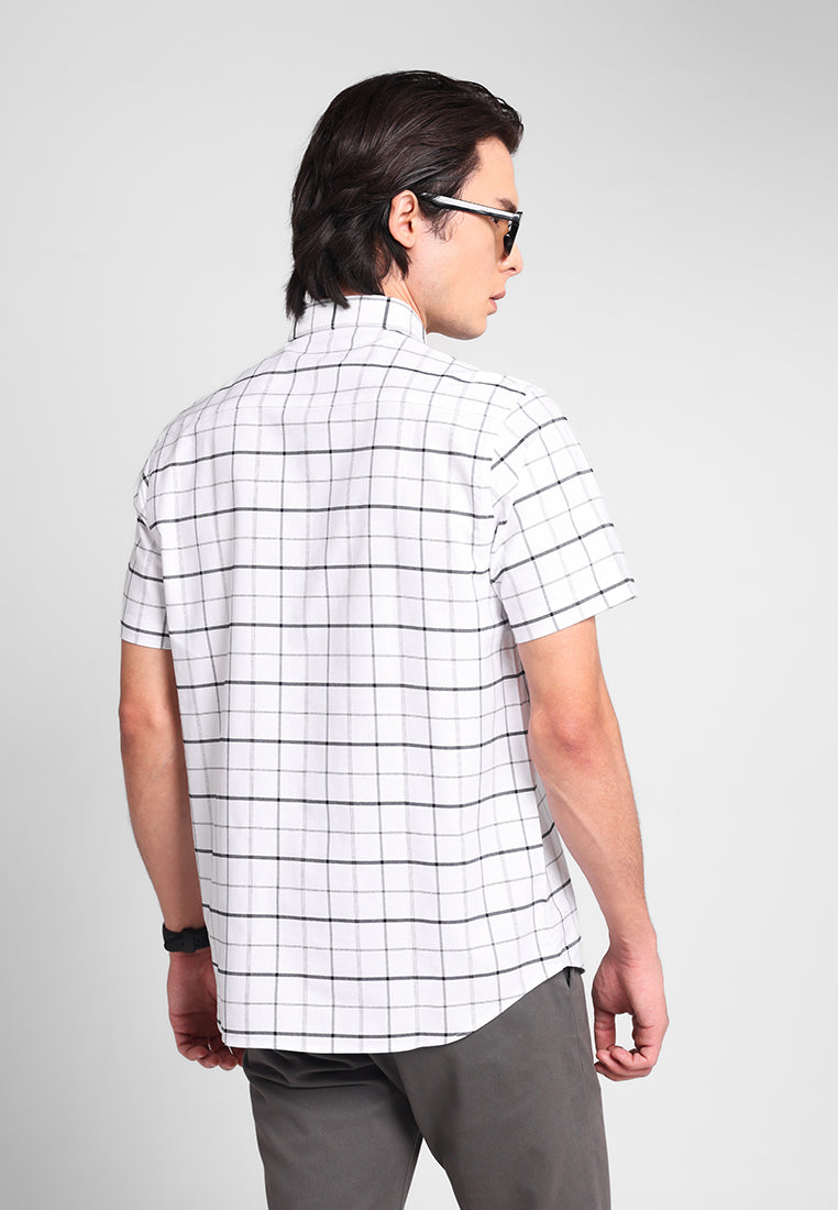 MANZONE - Kemeja Oxford Lengan Pendek Pria Artify 03 Modern Fit - White