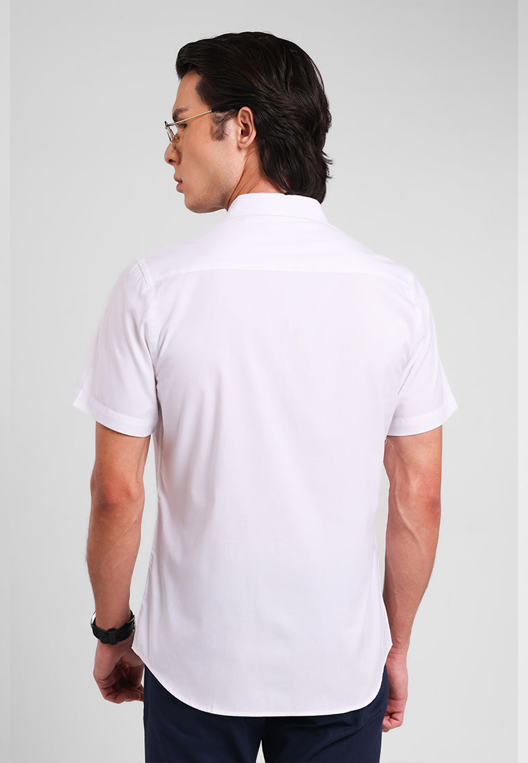 MANZONE - Kemeja Lengan Pendek Pria Oxford Magnus 02 Slim Fit - White