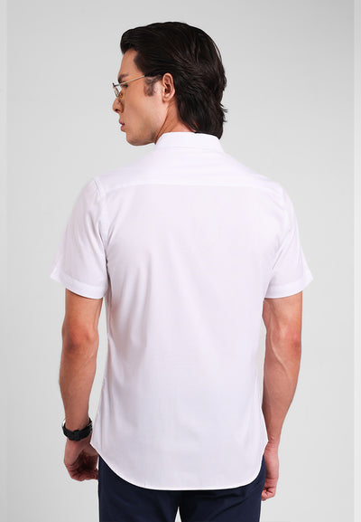 MANZONE - Kemeja Lengan Pendek Pria Oxford Magnus 02 Slim Fit - White