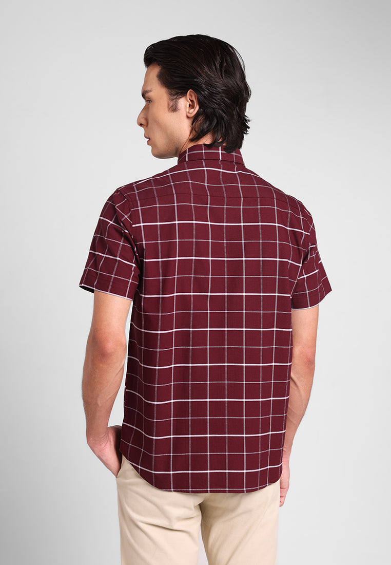 MANZONE - Kemeja Oxford Lengan Pendek Pria Artify 02 Modern Fit - Red