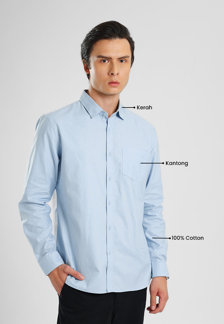 MANZONE - Kemeja Lengan Panjang Pria Lyra 02 Comfort Fit - Blue