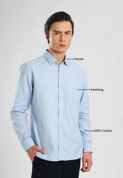 MANZONE - Kemeja Lengan Panjang Pria Lyra 02 Comfort Fit - Blue