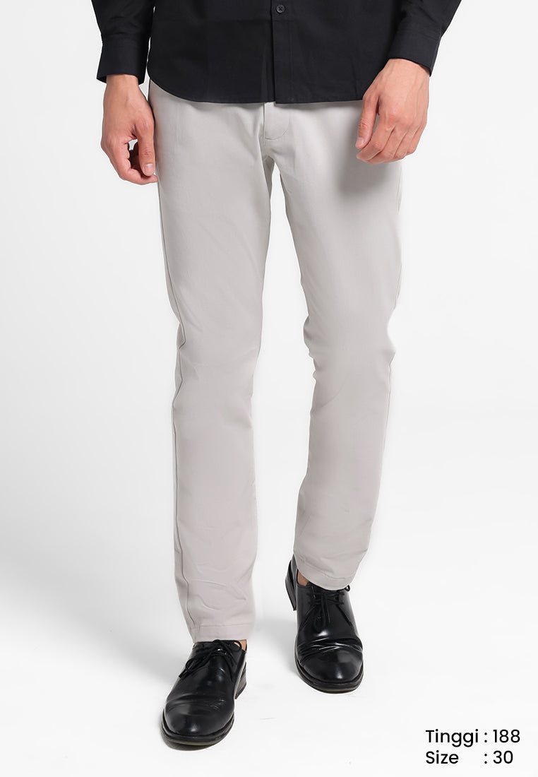 MANZONE - Celana Panjang Chinos Pria Lorenzo 11 Slim Fit - Light Grey