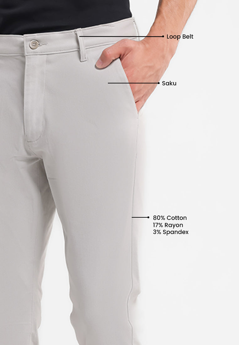 MANZONE - Celana Panjang Chinos Pria Lorenzo 11 Slim Fit - Light Grey