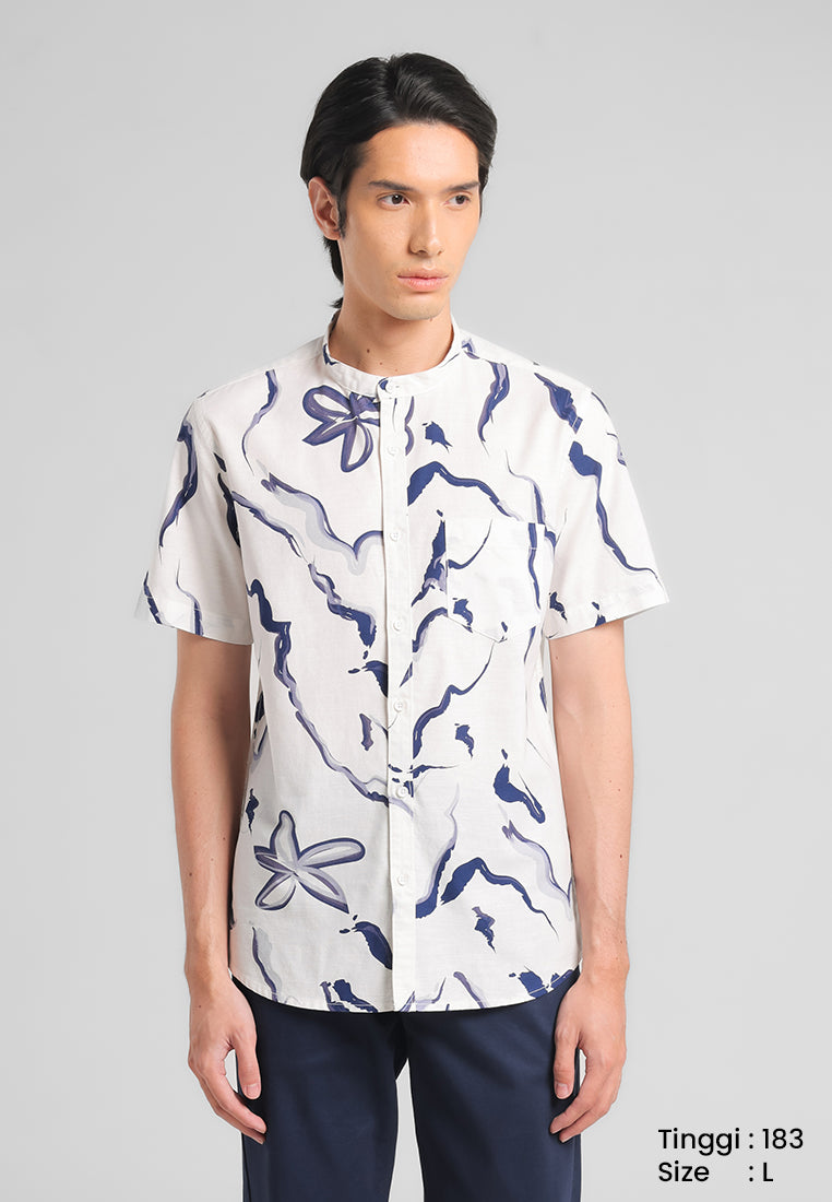 MANZONE - Kemeja Koko Shanghai Lengan Pendek Pria Lubi Modern Fit - Wh ...