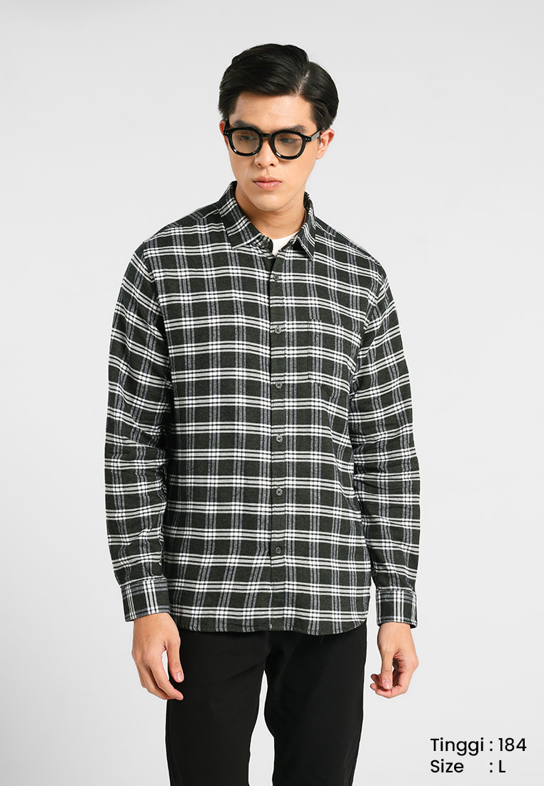 MANZONE - Kemeja Kotak-Kotak Lengan Panjang Pria Kaysen 03 Modern Fit ...