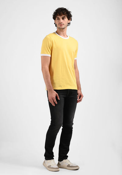 Manzone Kaos Lengan Pendek Pria RINGER 03 -  YELLOW