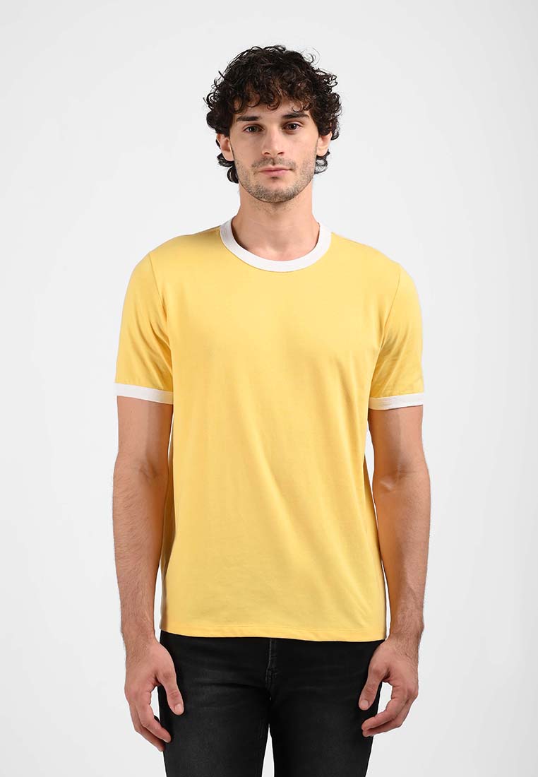 Manzone Kaos Lengan Pendek Pria RINGER 03 -  YELLOW