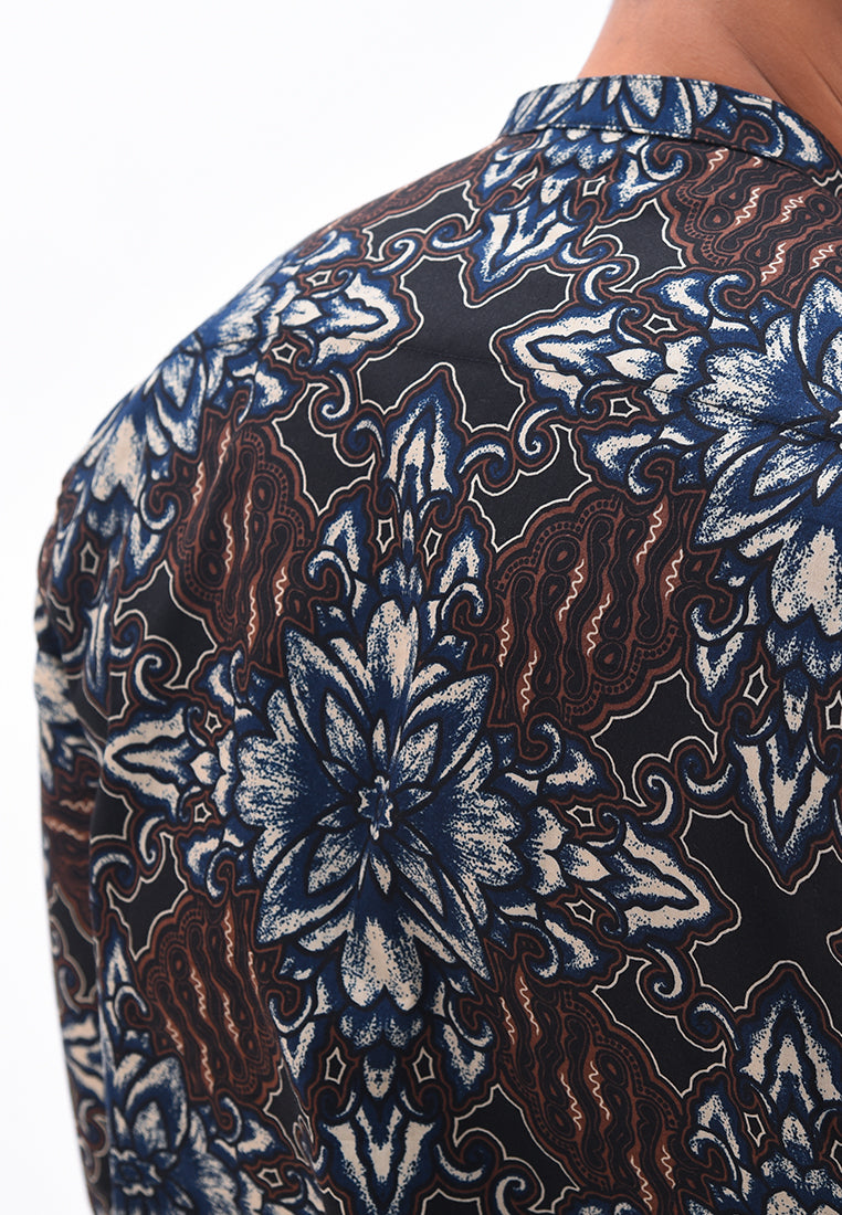 MANZONE Kemeja Batik Shanghai Lengan Panjang INDRAYANA - BLACK