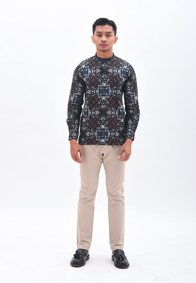 MANZONE Kemeja Batik Shanghai Lengan Panjang INDRAYANA - BLACK