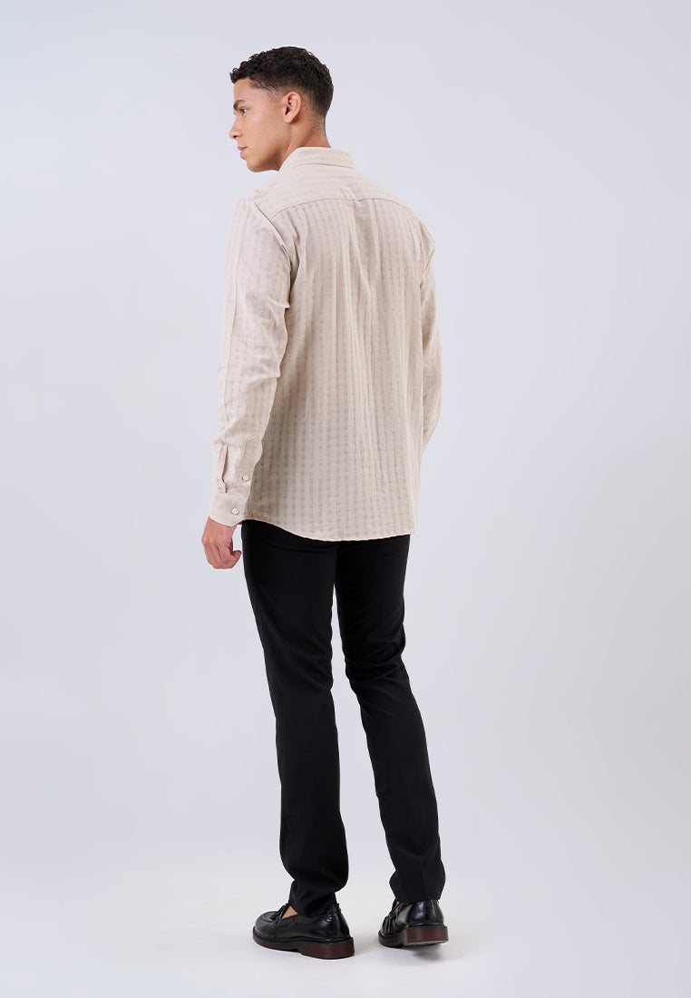 MANZONE - Kemeja Lengan Panjang Pria Lendrick Modern Fit - Beige