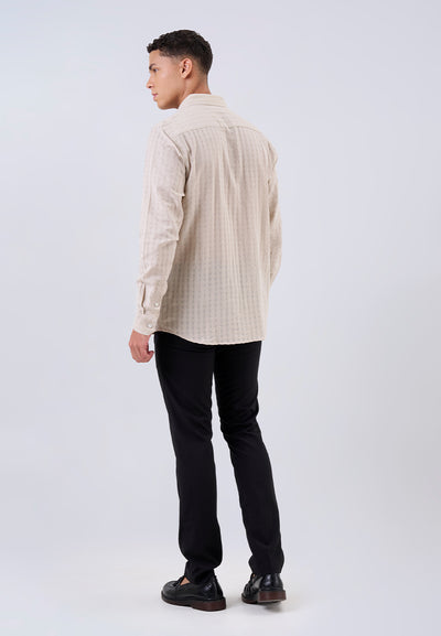 MANZONE - Kemeja Lengan Panjang Pria Lendrick Modern Fit - Beige