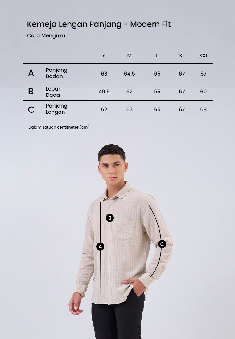 MANZONE - Kemeja Lengan Panjang Pria Lendrick Modern Fit - Beige