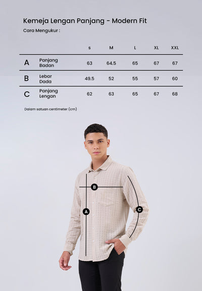 MANZONE - Kemeja Lengan Panjang Pria Lendrick Modern Fit - Beige