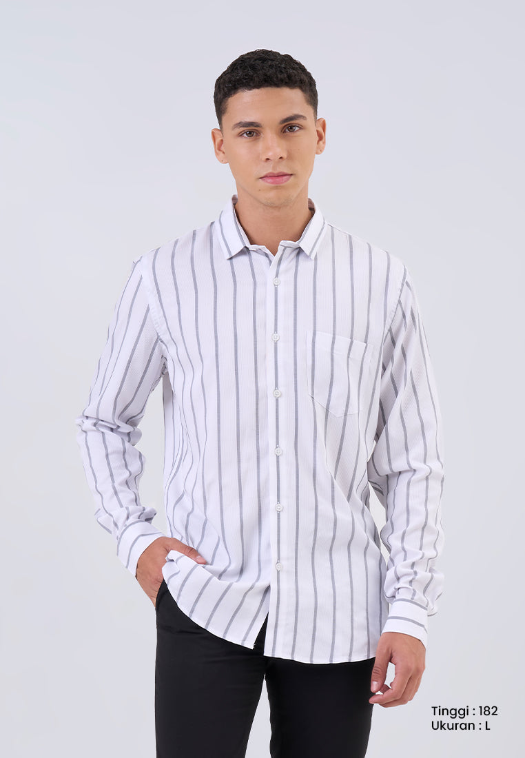 MANZONE - Kemeja Lengan Panjang Pria Jourel Slim Fit - White