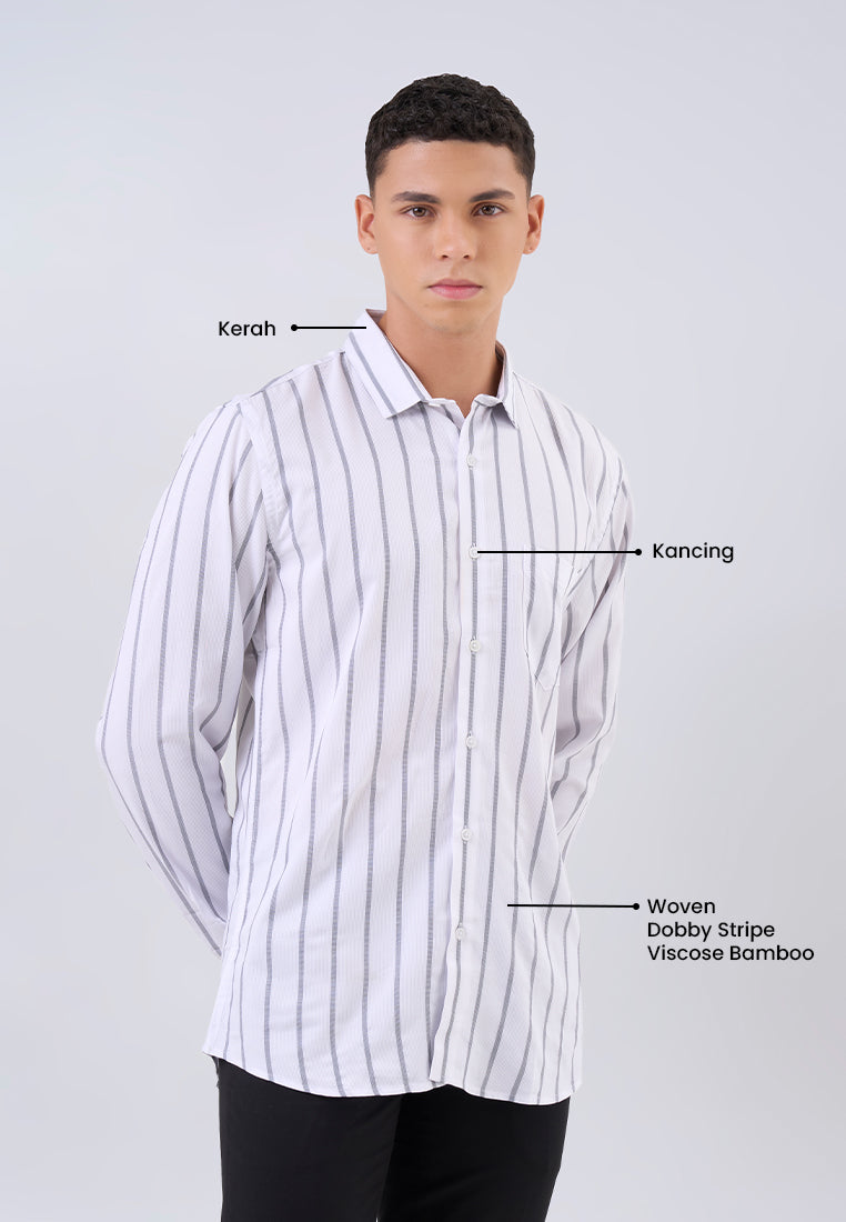 MANZONE - Kemeja Lengan Panjang Pria Jourel Slim Fit - White