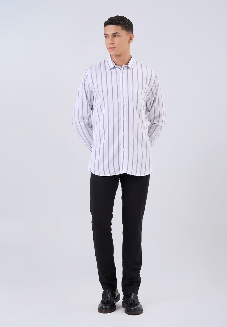MANZONE - Kemeja Lengan Panjang Pria Jourel Slim Fit - White
