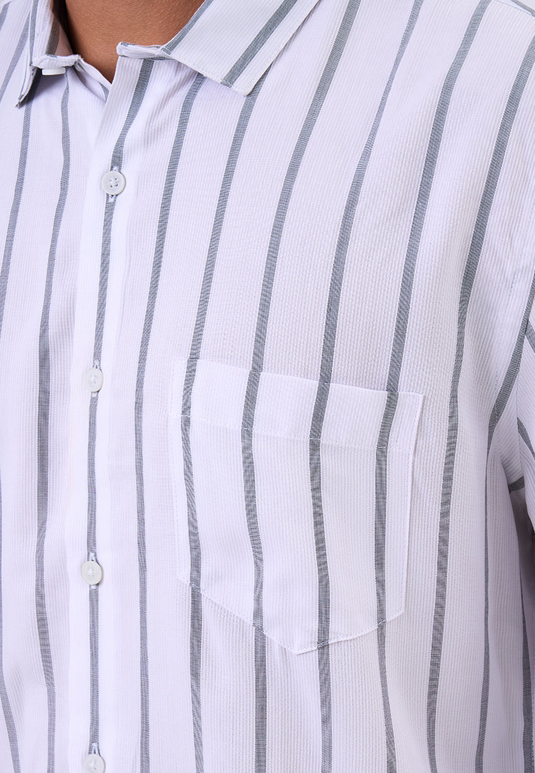 MANZONE - Kemeja Lengan Panjang Pria Jourel Slim Fit - White