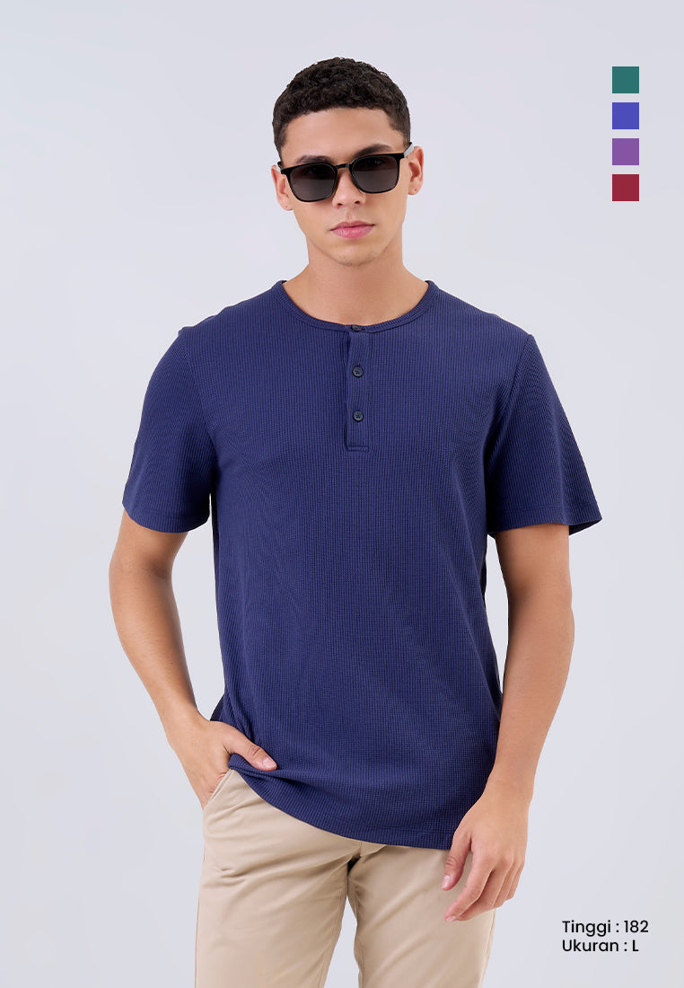 MANZONE - Kaos Lengan Pendek Pria Valero Slim Fit - Navy