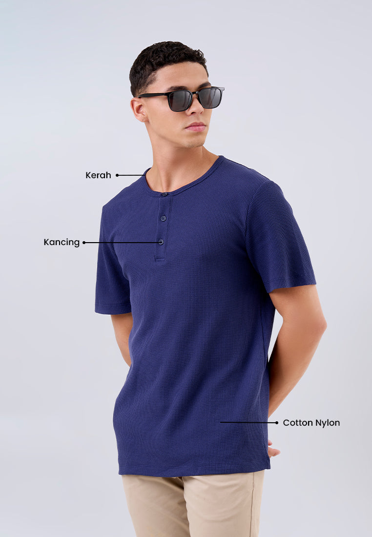 MANZONE - Kaos Lengan Pendek Pria Valero Slim Fit - Navy