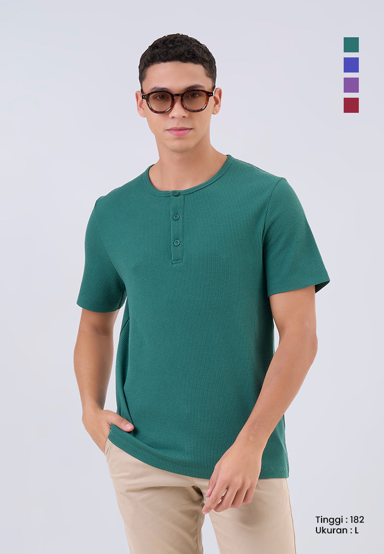 MANZONE - Kaos Lengan Pendek Pria Valero Slim Fit - Dark Green