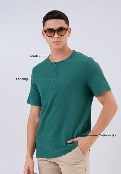MANZONE - Kaos Lengan Pendek Pria Valero Slim Fit - Dark Green