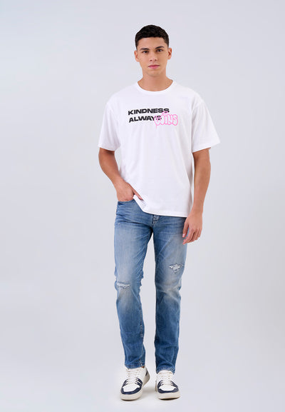 MANZONE - Kaos Pria Lengan Pendek Pria Wins Relaxed Fit - White