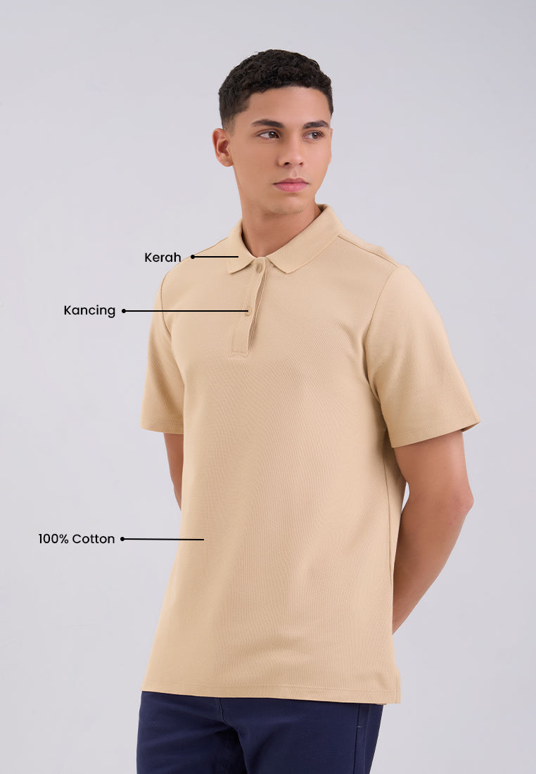 MANZONE - Polo Shirt Lengan Pendek Pria Dondam Slim Fit - Khaki