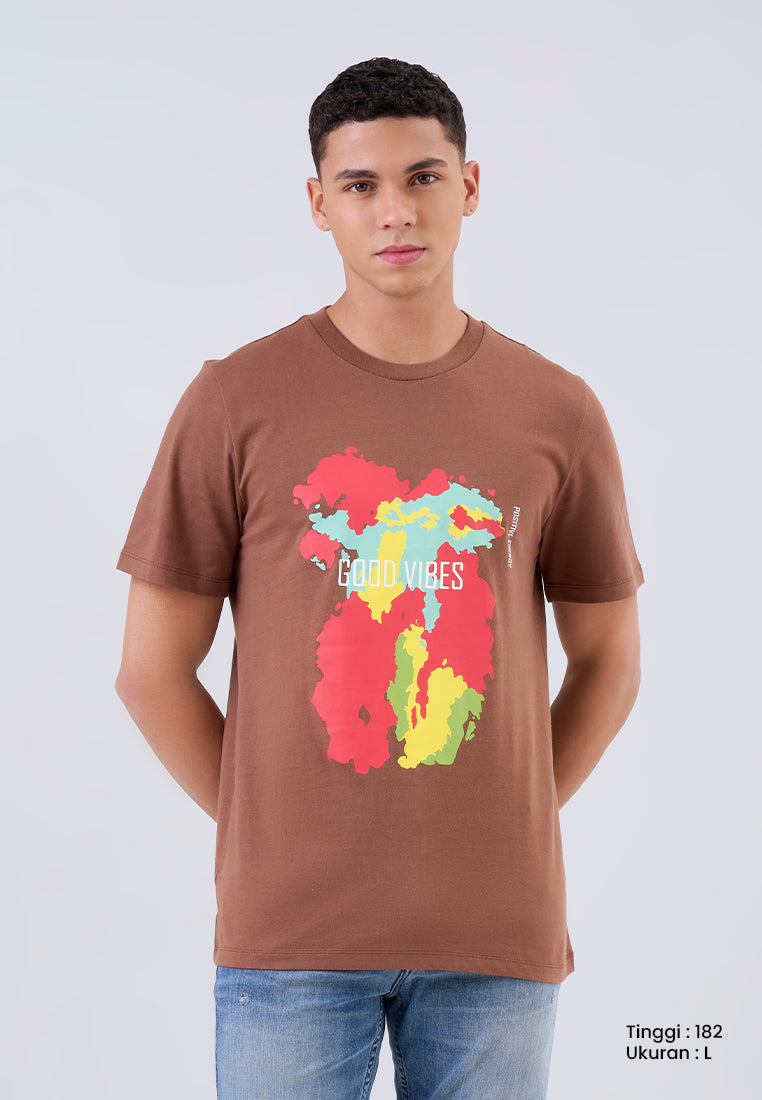 MANZONE - Kaos Lengan Pendek Pria Girantina Slim Fit - Terracotta