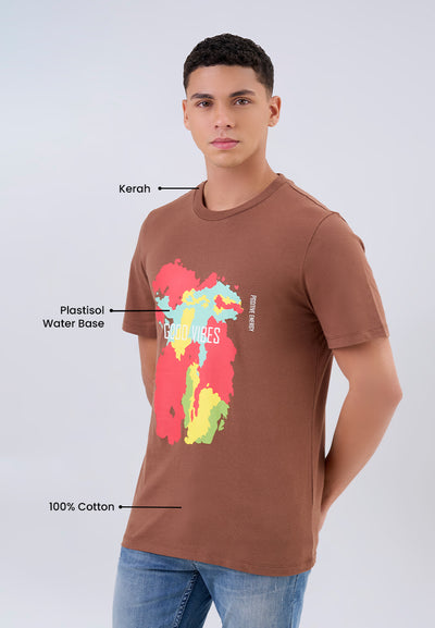 MANZONE - Kaos Lengan Pendek Pria Girantina Slim Fit - Terracotta