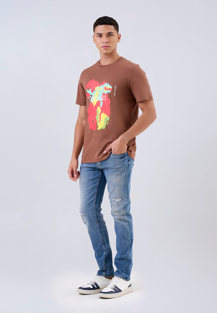 MANZONE - Kaos Lengan Pendek Pria Girantina Slim Fit - Terracotta