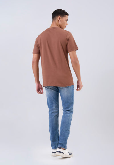 MANZONE - Kaos Lengan Pendek Pria Girantina Slim Fit - Terracotta