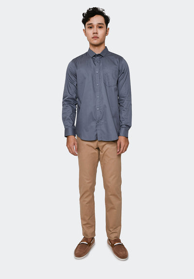 MANZONE - Kemeja Lengan Panjang Pria Mason - Blue