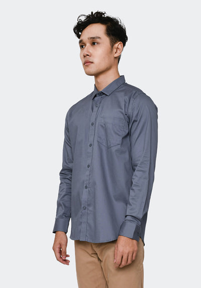 MANZONE - Kemeja Lengan Panjang Pria Mason - Blue