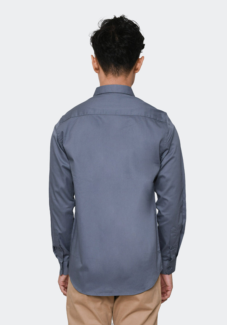 MANZONE - Kemeja Lengan Panjang Pria Mason - Blue