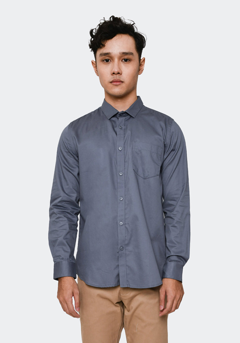 MANZONE - Kemeja Lengan Panjang Pria Mason - Blue