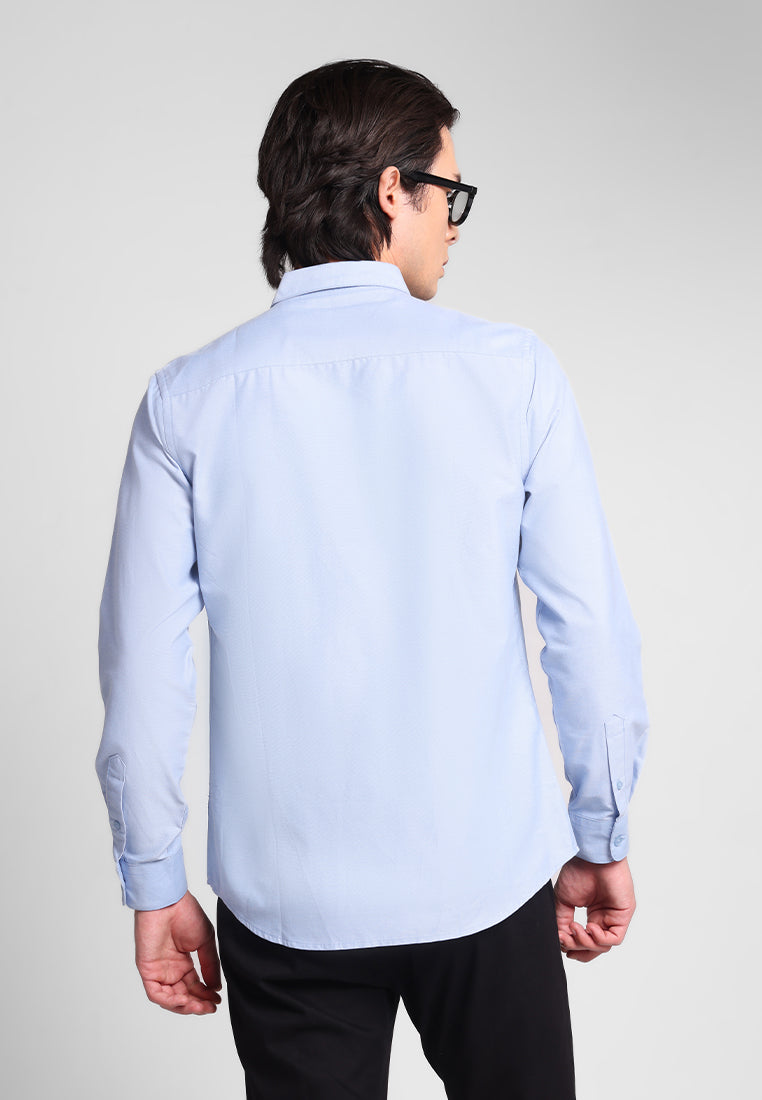 Manzone Kemeja Lengan Panjang Pria Slim Fit Foxy - Light Blue