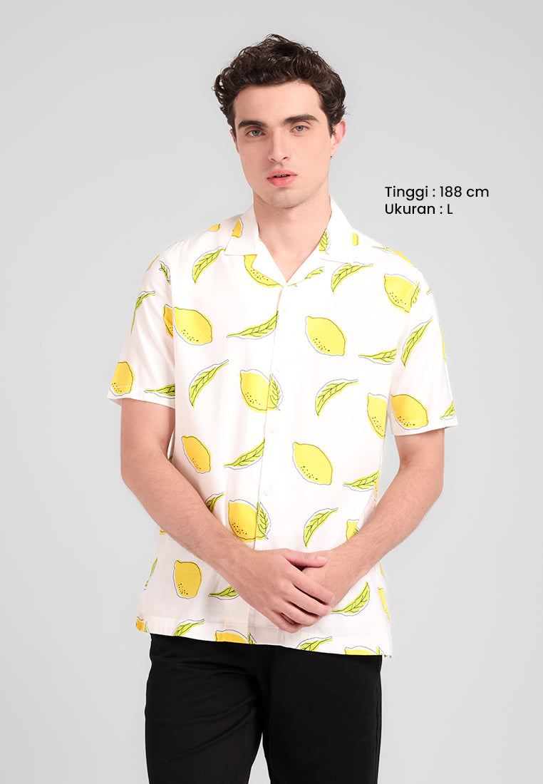 MANZONE - Kemeja Lengan Pendek Pria Lilo 4 Comfort Fit - White