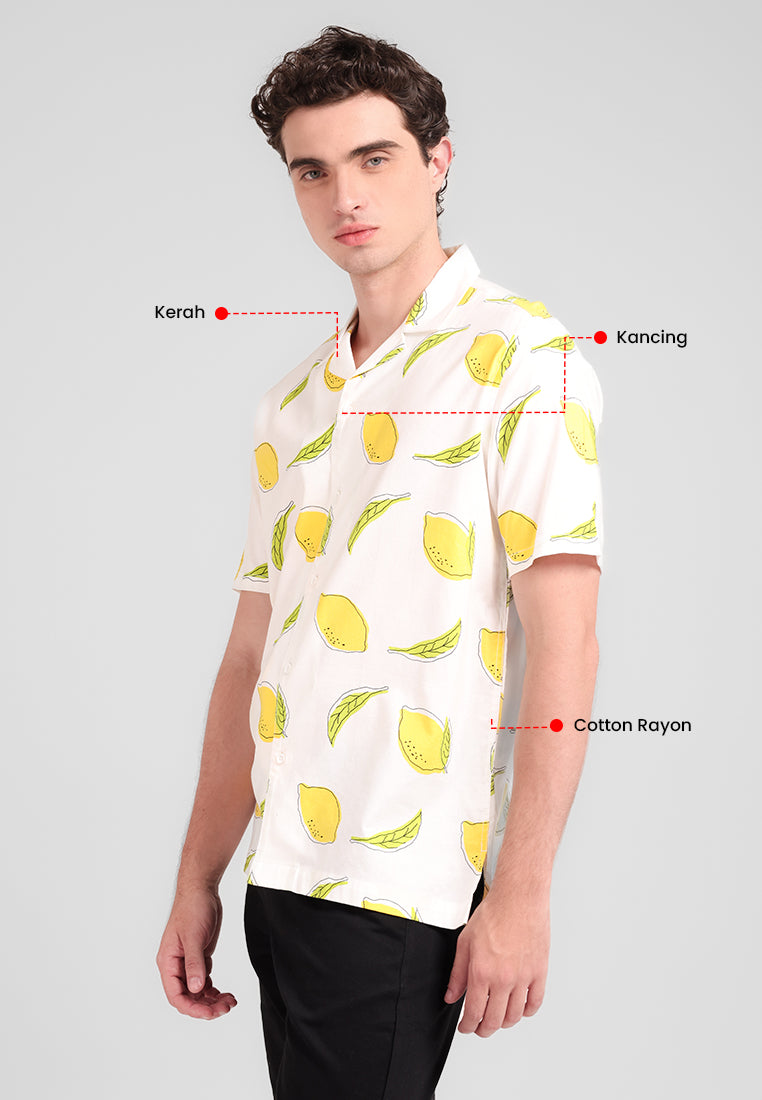 MANZONE - Kemeja Lengan Pendek Pria Lilo 4 Comfort Fit - White