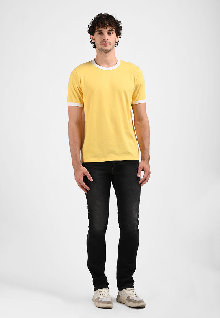 Manzone Kaos Lengan Pendek Pria RINGER 03 -  YELLOW