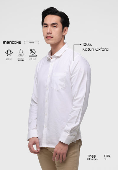 MANZONE - Kemeja Lengan Panjang Pria Jellow Modern Fit - White