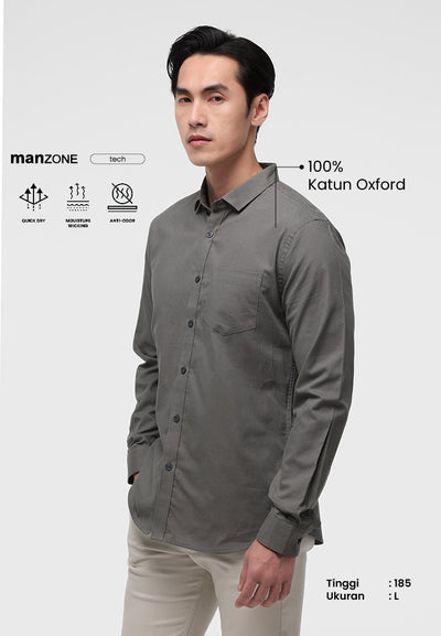 MANZONE - Kemeja Lengan Panjang Pria Jellow Modern Fit - Green