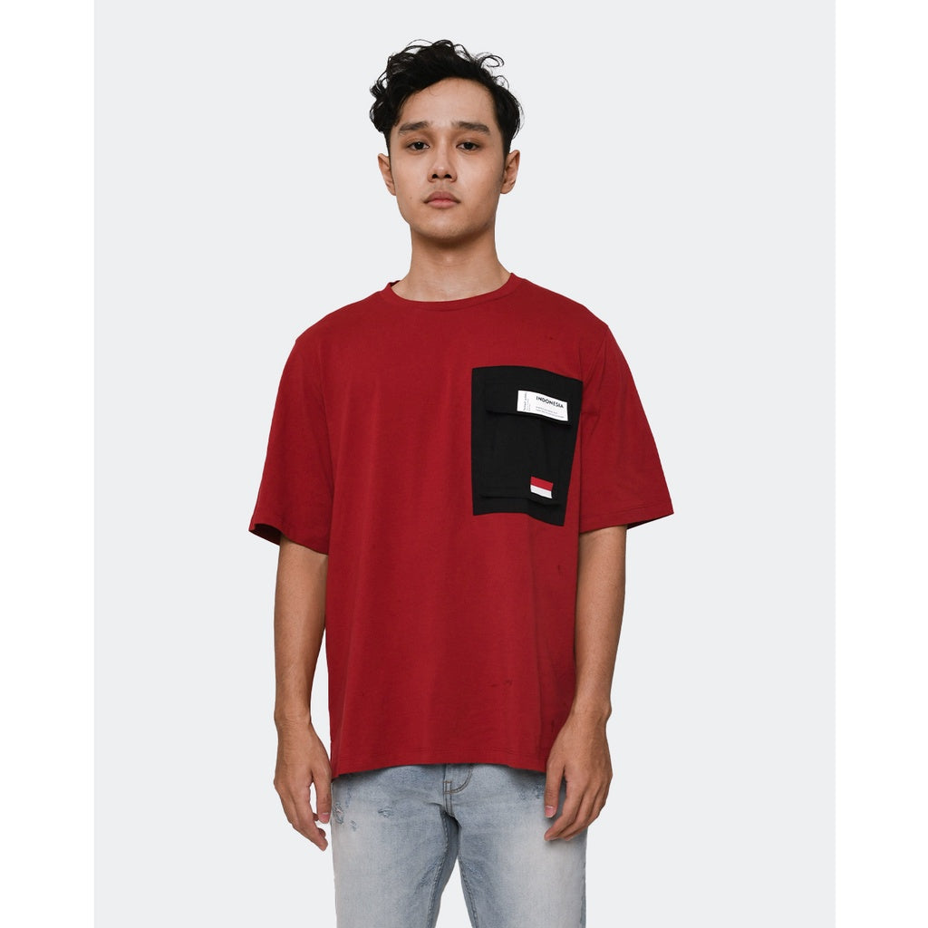 MANZONE - Kaos Lengan pendek Pria Id Damai - Red